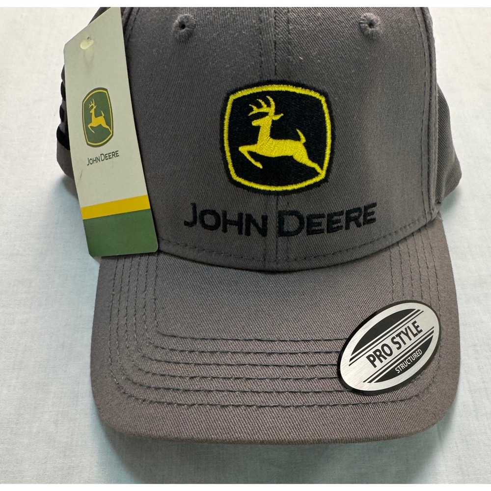 John Deere Charcoal Chino Twill Cap Adjustable Snapback Hat Gray NEW - Picture 2 of 10